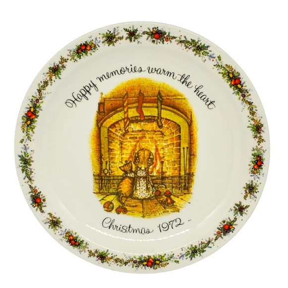 Vtg Christmas 10" Porcelain Plate Commemorative Edition 1972 Holly Hobbie USA - Picture 1 of 10